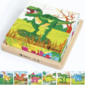 Kreatywne Puzzle 6w1 Dinozaury – Drewniane Klocki 3D | Nauka przez Zabawę